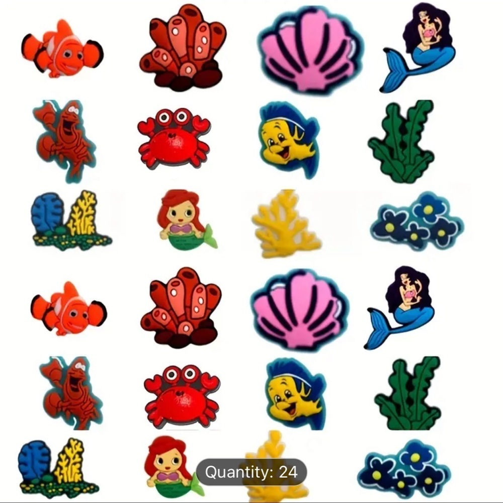 🦀 🧜♀️ 🐠NWT- 24 UNDER THE SEA CHARMS FOR CROCS. 🦀🧜♀️🐠